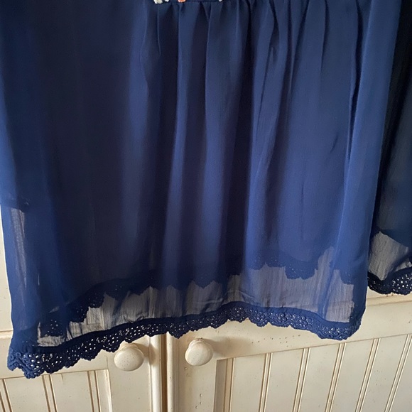 Style & Co. Boho Navy Blue Popover Top.      Medium - Picture 8 of 8